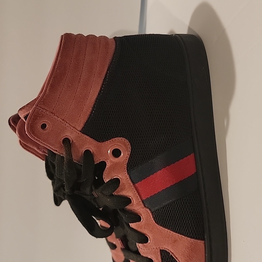 Gucci 9G pink/black web coda high top sneakers gucci size 9 men's uk 9 - Picture 4 of 9